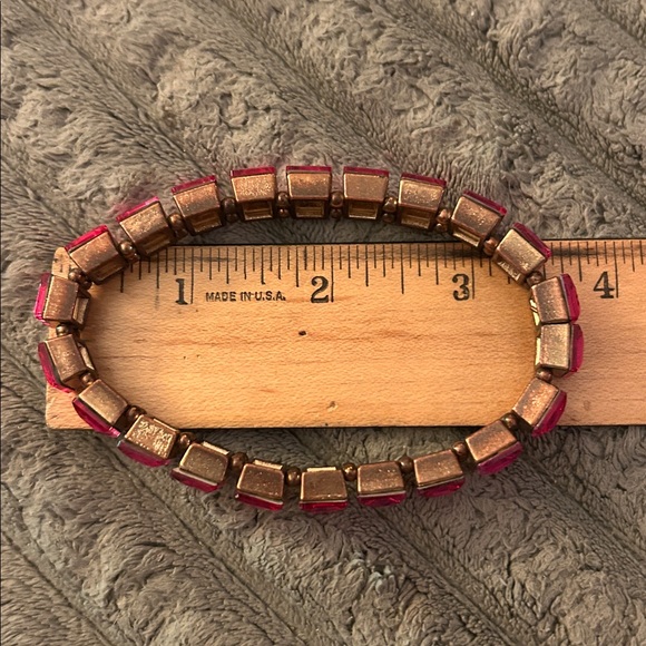 Women’s Plus Size Pink Sparkly Stones Stretch Bracelet Size Large - Picture 7 of 11